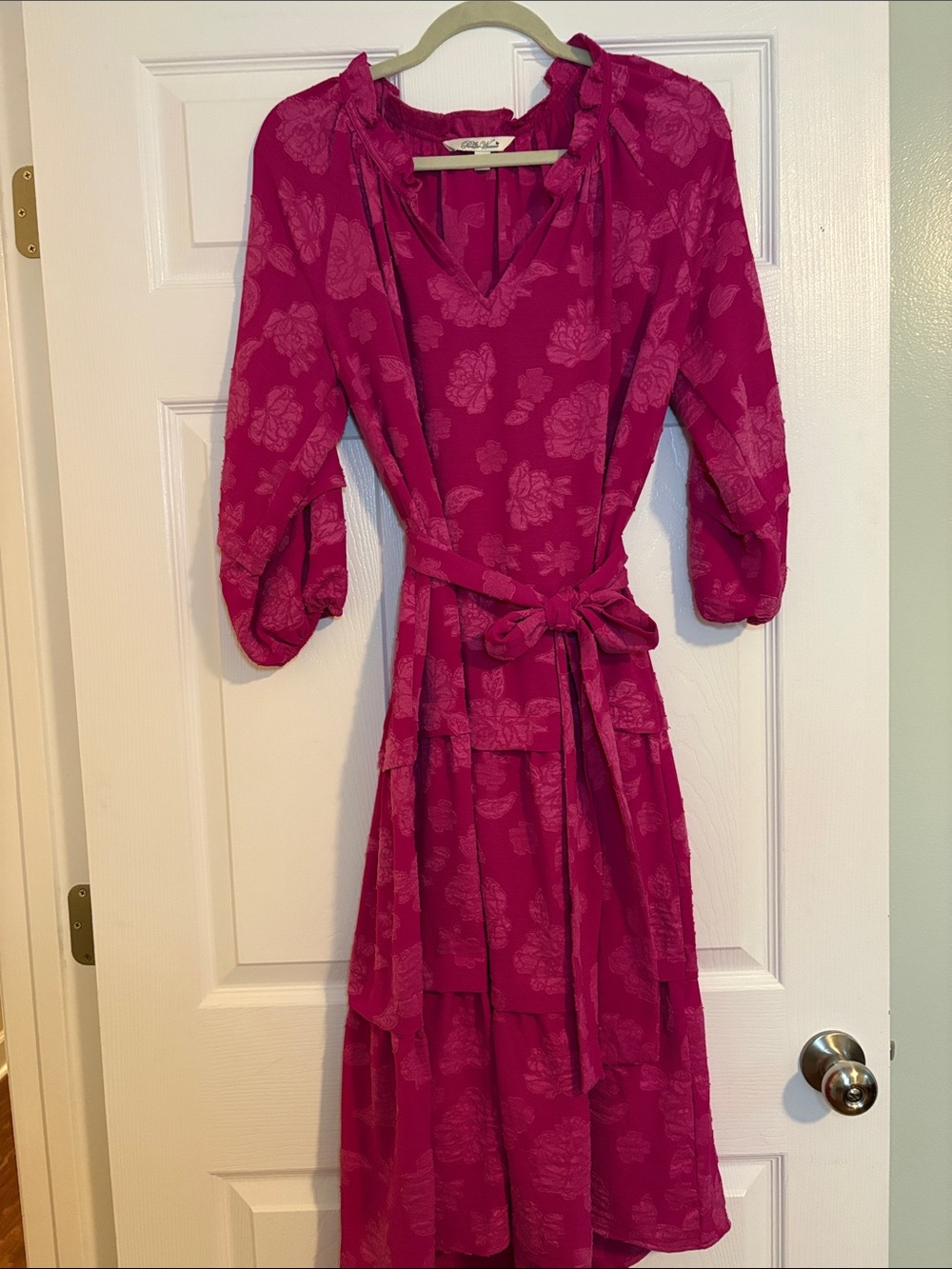 The Pioneer Woman Fuchsia Floral Tiered V-Neck Maxi Dress